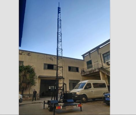 Lattice 30m Portable Telecom Telescopic Cell On Wheels Tower
